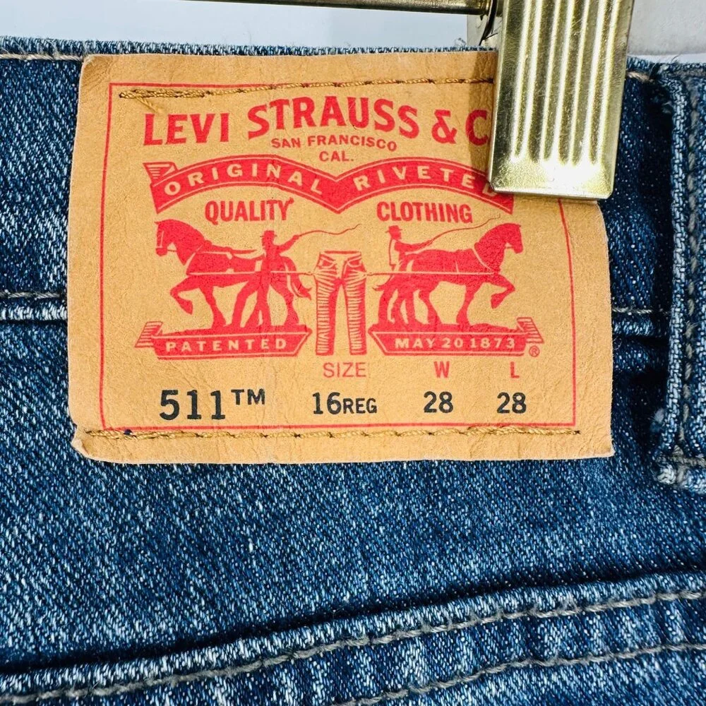 Levis 511 Slim Fit Boys Stretch Cotton Denim Jeans Medium Wash 16 Reg 28x28 - Picture 7 of 12
